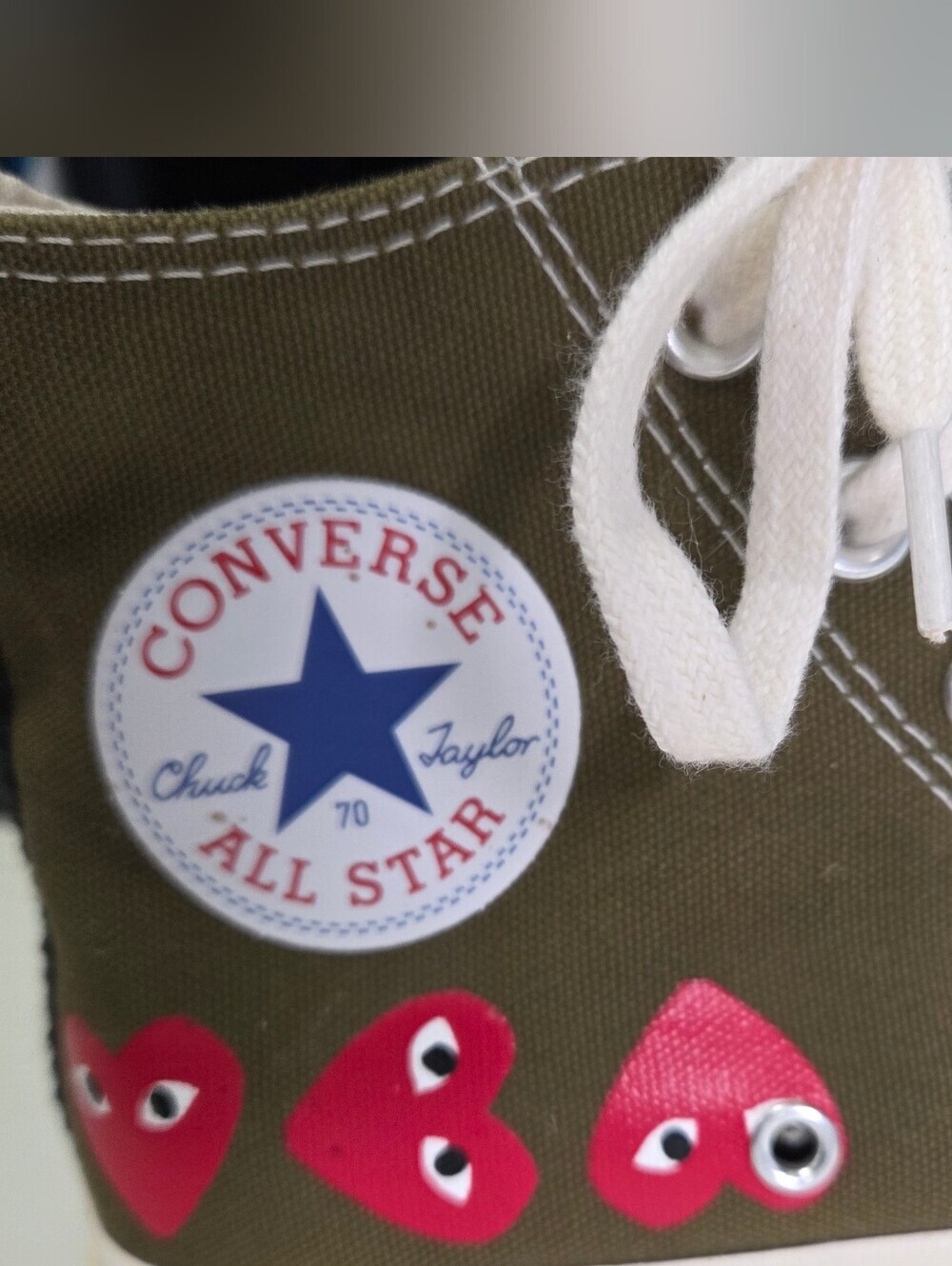 Comme des Garçons Play x Converse Chuck 70 Top High Multi Heart Womens Sz 7 - Picture 6 of 15